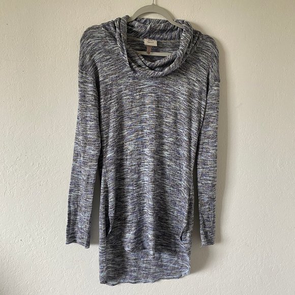 Knox Rose Womens Sweater Cowl Neck Space Dye Size S Pullover Blue Knit Casual - Picture 1 of 14